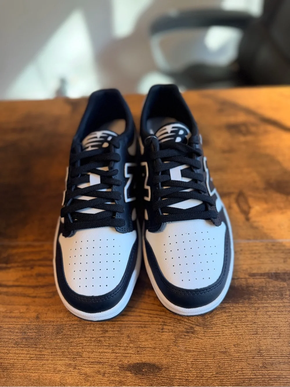New Balance Black and White Leather Sneakers 7M/8.5W